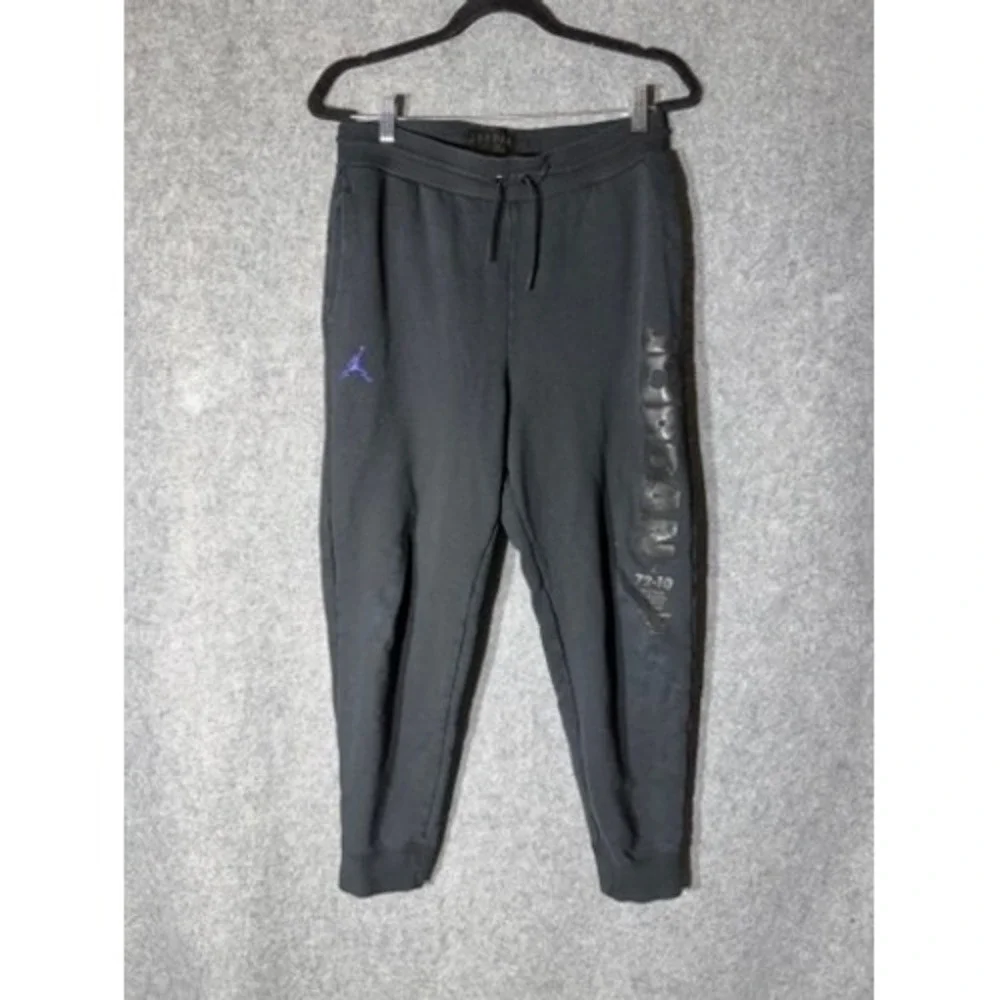 Jordan 72-10 Mens Black Graphic Jogger Sweatpants Small Jumpman Logo Basketball